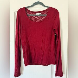 Aeropostale Red Lace Long Sleeve Blouse